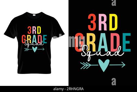 3rd Grade Squad Bienvenue Retour à l'école T-shirt Design. Mon premier jour d'école. Illustration de Vecteur