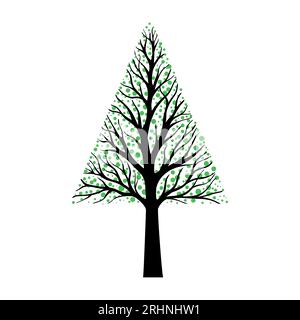 Arbre avec des points verts stylisés comme des feuilles. Illustration de Vecteur