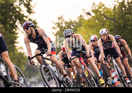 07 Dorian Coninx (FRA) lors de l’épreuve test des Jeux Olympiques et Paralympiques de Triathlon 2023, le 17 au 20 août 2023 à Paris, France Banque D'Images