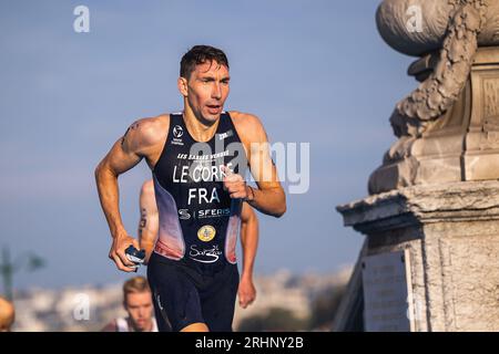 14 Pierre le Corre (FRA) lors de l’épreuve test des Jeux Olympiques et Paralympiques du monde de triathlon 2023, du 17 au 20 août 2023 à Paris, France Banque D'Images