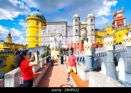 Sintra, Palais national de Sintra Palais Pena site classé au patrimoine mondial de l'UNESCO Lisbonne, Portugal, Europe Banque D'Images