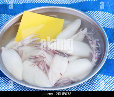 Cuisine thaïlandaise. Calmar salé dans un bol Banque D'Images