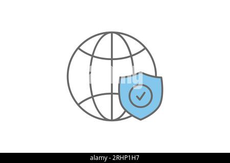 Icône protection réseau. Icône associée à l'optimisation des moteurs de recherche. convient pour la conception de sites web, l'application, les interfaces utilisateur. style d'icône de ligne plate. Simple Illustration de Vecteur