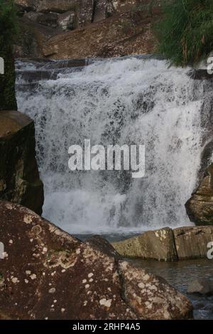 Les cascades sont des formations géologiques naturelles où l'eau coule sur une chute verticale ou une série de marches abruptes dans le terrain. Banque D'Images