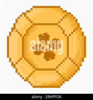 Jetons d'or pixel art poker. Jetons de casino chanceux Illustration de Vecteur