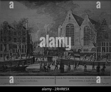 Impression antique : décor de l'Amsteredam médiéval Banque D'Images