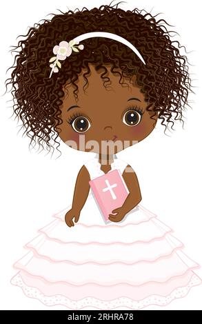 Vector First Holy Communion African American Girl Illustration de Vecteur