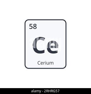 Symbole chimique de cérium. Illustration de Vecteur