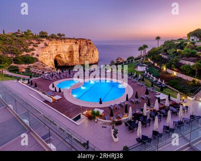 Vue sur le coucher du soleil, Tivoli Hotel Carvoeiro,Algarve,Portugal,Europe Banque D'Images