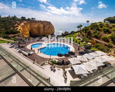 Vue sur le coucher du soleil, Tivoli Hotel Carvoeiro,Algarve,Portugal,Europe Banque D'Images