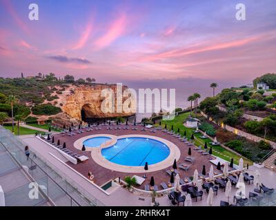 Vue sur le coucher du soleil, Tivoli Hotel Carvoeiro,Algarve,Portugal,Europe Banque D'Images