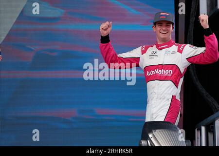 Nashville, Tennessee, États-Unis. 6 août 2023. Le pilote de L'INDYCAR Series, KYLE KIRKWOOD (27) de Jupiter, Floride, remporte le Grand Prix Big machine Music City dans les rues de Nashville. (Image de crédit : © Brandon K carter Grindstone Medi/ASP) USAGE ÉDITORIAL SEULEMENT! Non destiné à UN USAGE commercial ! Banque D'Images