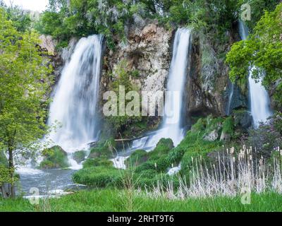 Les chutes, Rifle Falls State Park, Rifle, Colorado. Banque D'Images