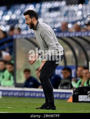 Leeds, Royaume-Uni. 18 août 2023. Carlos Corberán, Manager de West Bromwich Albion, réagit lors du Sky Bet Championship Match à Elland Road, Leeds. Le crédit photo devrait être : Gary Oakley/Sportimage crédit : Sportimage Ltd/Alamy Live News Banque D'Images