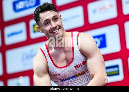 Duesseldorf, Allemagne. 07 juillet 2023. Gymnastique : gymnastique de l'appareil, PSD Bank Dome, Championnats d'Allemagne, décision tout autour, hommes : Andreas Toba Cheers. Crédit : Tom Weller/dpa/Alamy Live News Banque D'Images