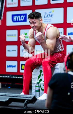 Duesseldorf, Allemagne. 07 juillet 2023. Gymnastique : gymnastique de l'appareil, PSD Bank Dome, Championnats d'Allemagne, décision tout autour, hommes : Andreas Toba Cheers. Crédit : Tom Weller/dpa/Alamy Live News Banque D'Images