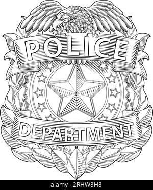 Badge de police Shield Star Sheriff COP Crest Symbol Illustration de Vecteur