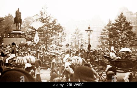 La reine Victoria dans sa voiture à Marble Arch, Diamond Jubilee Celebration, Londres en 1897 Banque D'Images