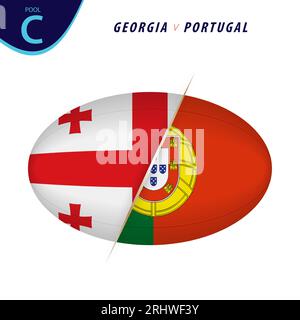 Compétition de rugby Géorgie - Portugal. Rugby contre icône. Illustration vectorielle. Illustration de Vecteur