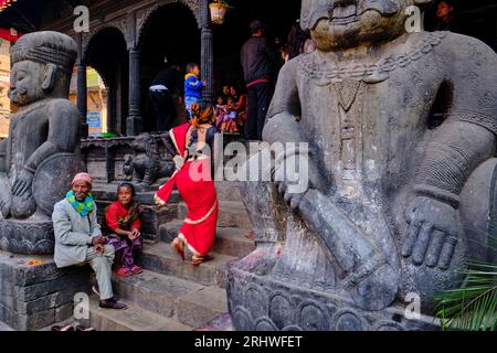 Népal, vallée de Katmandou, ville de Bhaktapur, place Dattatreya, Temple Dattatreya Banque D'Images