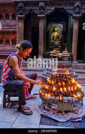 Népal, vallée de Katmandou, Newar ville de Patan, le Bouddha Maha, temple avec 1000 Bouddhas Banque D'Images