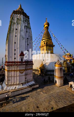 Népal, vallée de Katmandou, stupa bouddhiste Swayambunath Banque D'Images