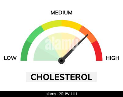 Icône du niveau de test du cholestérol. Illustration du contrôle de santé à faible taux de cholestérol élevé. Symbole de graisse de la classification du test sanguin. Illustration de Vecteur