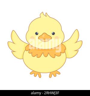 canard de poulet kawaii mignon sur fond blanc isolé thème végétalien Illustration de Vecteur