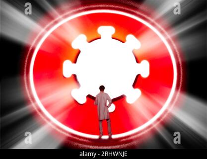 Défaite du virus, vaccin et traitement. Comment vaincre covid-19. rendu 3d. Analyses et tests pour neutraliser le virus et ses variants Banque D'Images