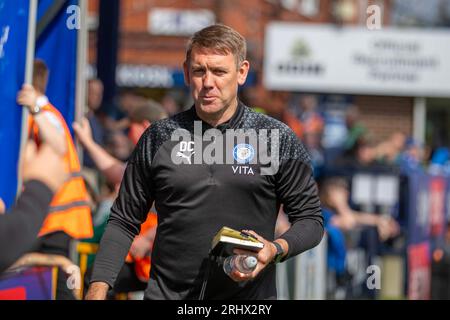 Dave Challinor, entraîneur du comté de Stockport, lors du match de Sky Bet League 2 entre Stockport County et Barrow au stade Edgeley Park, Stockport, le samedi 19 août 2023. (Photo : Mike Morese | MI News) crédit : MI News & Sport / Alamy Live News Banque D'Images