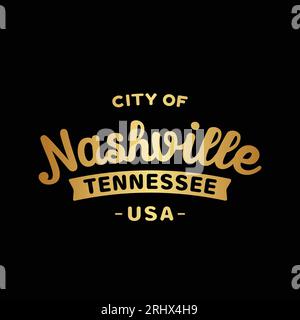 Modèle de conception de lettrage Nashville. Nashville, Tennessee conception typographique. Vecteur et illustration. Illustration de Vecteur