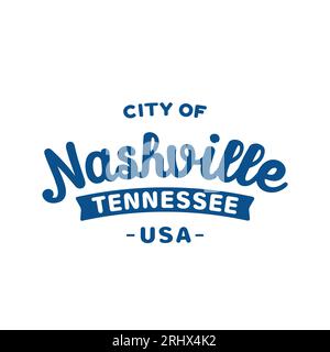 Modèle de conception de lettrage Nashville. Nashville, Tennessee conception typographique. Vecteur et illustration. Illustration de Vecteur