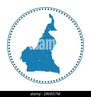 Autocollant Cameroun. Tampon en caoutchouc de voyage avec carte du pays, illustration vectorielle. Illustration de Vecteur
