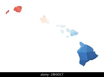 Carte de Hawaï. Illustration basse poly de l'île. Design géométrique avec rayures. Technologie, Internet, concept de réseau. Illustration vectorielle. Illustration de Vecteur