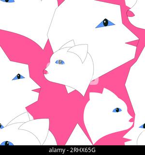 texture de chat sur un fond rose avec des yeux bleus Illustration de Vecteur