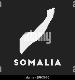 Icône Somalie. Carte du pays sur fond sombre. Carte élégante de Somalie avec le nom du pays. Illustration vectorielle. Illustration de Vecteur