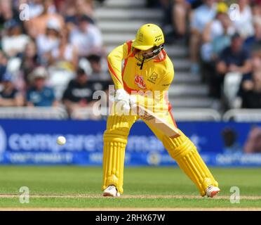 Nottingham, royaume-Uni. 19 août 2023. Photo de gauche à droite Colin Munro (Trent Rockets) battant au 100 à Trent Bridge (Trent Rockets v Birmingham Phoenix). Crédit : photo : Mark Dunn/Alamy Live News (Sports) Banque D'Images