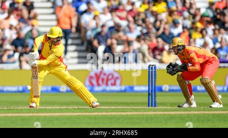 Nottingham, royaume-Uni. 19 août 2023. Photo de gauche à droite Colin Munro (Trent Rockets) battant au 100 à Trent Bridge (Trent Rockets v Birmingham Phoenix). Crédit : photo : Mark Dunn/Alamy Live News (Sports) Banque D'Images