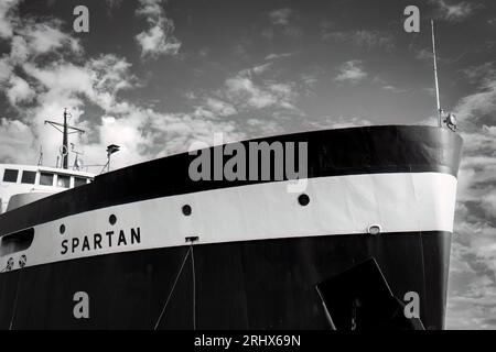 Le SS Spartan, un traversier du lac Michigan retiré et maintenant un navire partiel pour le SS Badger, a accosté à Ludington, Michigan. Banque D'Images
