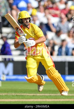 Nottingham, royaume-Uni. 19 août 2023. Photo de gauche à droite Sam Hain (Trent Rockets) battant au 100 à Trent Bridge (Trent Rockets v Birmingham Phoenix). Crédit : photo : Mark Dunn/Alamy Live News (Sports) Banque D'Images