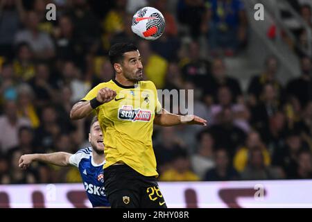 Zagreb, Croatie. 19 août 2023. ATHÈNES, GRÈCE - 19 AOÛT : Ehsan Hajsafi de l'AEK lors du troisième tour de qualification de l'UEFA Champions League match de deuxième étape entre l'AEK Athènes et le Dinamo Zagreb à l'AEK Arena le 19 août 2023 à Athènes, Grèce. Photo : Marko Lukunic/PIXSELL crédit : Pixsell/Alamy Live News Banque D'Images