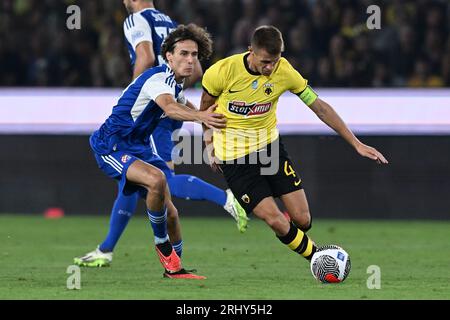 Zagreb, Croatie. 19 août 2023. ATHÈNES, GRÈCE - 19 AOÛT : Damian Szymanski de l'AEK lors du troisième tour de qualification de l'UEFA Champions League match de deuxième étape entre l'AEK Athènes et le Dinamo Zagreb à l'AEK Arena le 19 août 2023 à Athènes, Grèce. Photo : Marko Lukunic/PIXSELL crédit : Pixsell/Alamy Live News Banque D'Images