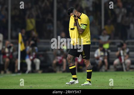 Zagreb, Croatie. 19 août 2023. ATHÈNES, GRÈCE - 19 AOÛT : Sergio Araujo de l'AEK lors du troisième tour de qualification de l'UEFA Champions League match de deuxième étape entre l'AEK Athènes et le Dinamo Zagreb à l'AEK Arena le 19 août 2023 à Athènes, Grèce. Photo : Marko Lukunic/PIXSELL crédit : Pixsell/Alamy Live News Banque D'Images