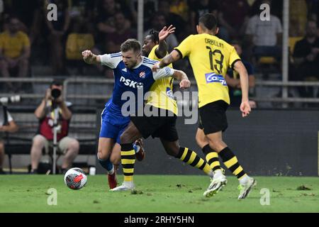 Zagreb, Croatie. 19 août 2023. ATHÈNES, GRÈCE - 19 AOÛT : lors du troisième tour de qualification de l'UEFA Champions League, match de deuxième étape entre l'AEK Athènes et le Dinamo Zagreb à l'AEK Arena le 19 août 2023 à Athènes, Grèce. Photo : Marko Lukunic/PIXSELL crédit : Pixsell/Alamy Live News Banque D'Images