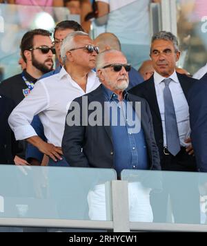 Frosinone, LATIUM, ITALIE. 19 août 2023. Aurelio de Laurentiis Président SSC Napoli 19/08/2023 Frosinone, Stade Benito Stirpe, match de football valable pour le championnat de Serie A 2023/24 entre le FC Frosinone et SSC Napoli.dans l'image : (crédit image : © Fabio Sasso/ZUMA Press Wire) USAGE ÉDITORIAL SEULEMENT! Non destiné à UN USAGE commercial ! Crédit : ZUMA Press, Inc./Alamy Live News Banque D'Images