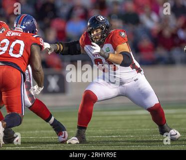 Ottawa, Canada. 19 août 2023. O61 joue en saison régulière dans la Ligue canadienne de football (LCF) entre les Alouettes de Montréal aux Redblacks d'Ottawa. Les Alouettes de Montréal ont remporté le match 25-24. 2023 Copyright Sean Burges / Mundo Sport Images / Alamy Live News Banque D'Images