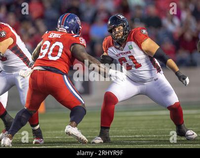 Ottawa, Canada. 19 août 2023. O61 joue en saison régulière dans la Ligue canadienne de football (LCF) entre les Alouettes de Montréal aux Redblacks d'Ottawa. Les Alouettes de Montréal ont remporté le match 25-24. 2023 Copyright Sean Burges / Mundo Sport Images / Alamy Live News Banque D'Images
