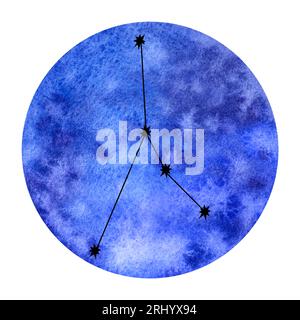 Eléments astrologiques de l'eau signes du zodiaque. Jeu d'icônes horoscope : cancer scorpion poissons. Illustration aquarelle de dessin à la main isolée. Pour logo, calendrier Banque D'Images