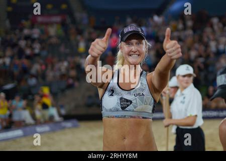 Hambourg, Allemagne. 19 août 2023. Hambourg, Allemagne, 16 août 2023 : Taryn Kloth ( USA ) lors du tournoi Elite 16 de Beachvolley au Stadium am Rothenbaum à Hambourg, ALLEMAGNE. (Julia Kneissl/SPP) crédit : SPP Sport Press photo. /Alamy Live News Banque D'Images