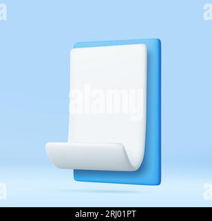 3D White Paper Scroll in Blue Clipboard isolé. Illustration de Vecteur